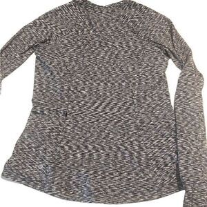 Lululemon Black White Gray‎ Runderful Long Sleeve Pullover Running Top Size 10